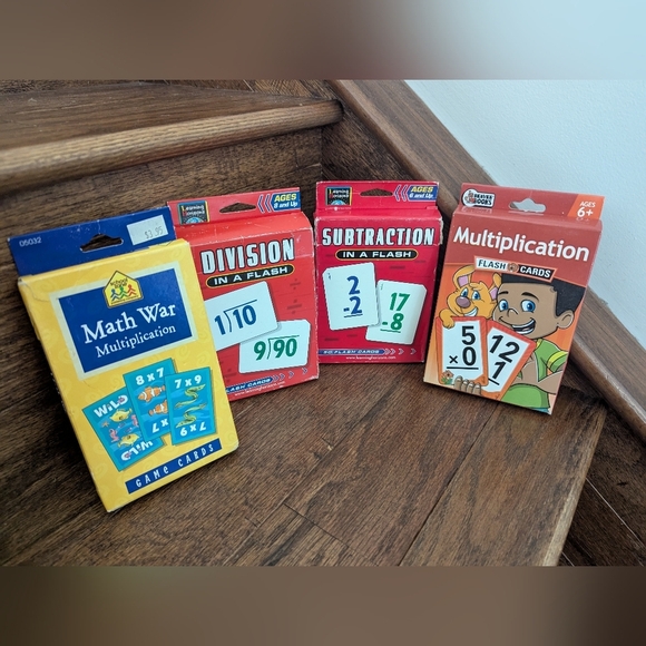 Math Flash Cards Set Education 4 Sets of Flash Cards For Ages 6 & Up - Picture 1 of 5